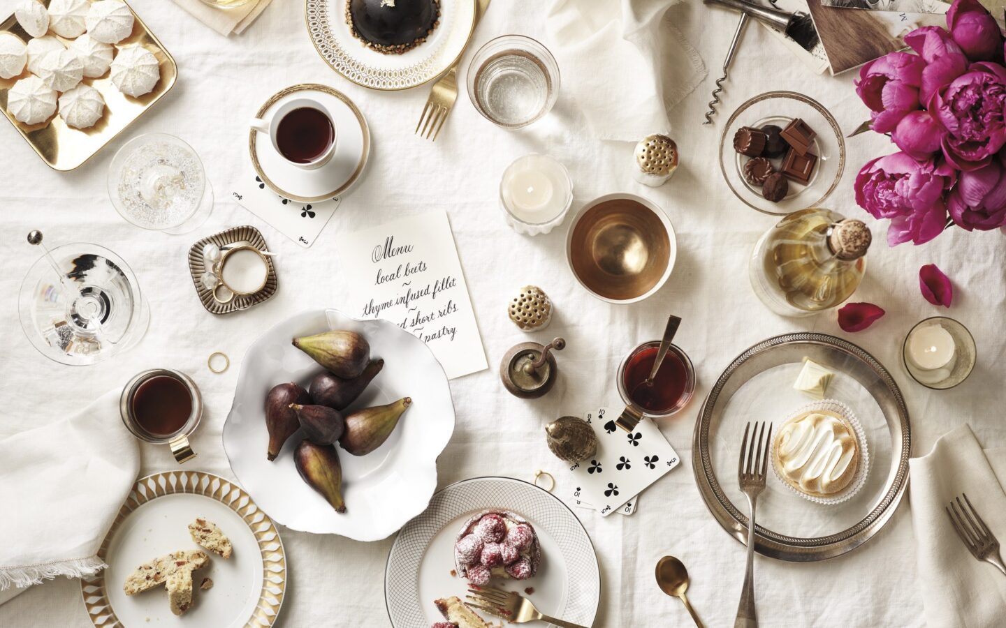 table with dinner party items