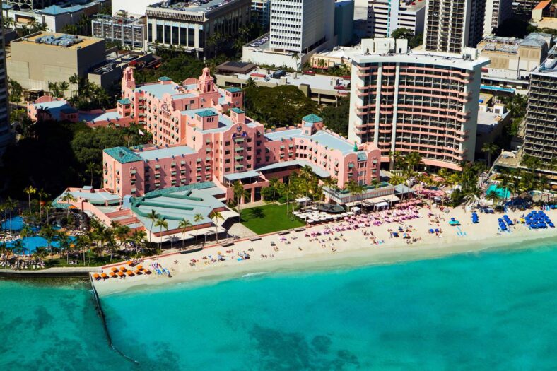 aerial photo of seashore near The Royal Hawaiian during daytime