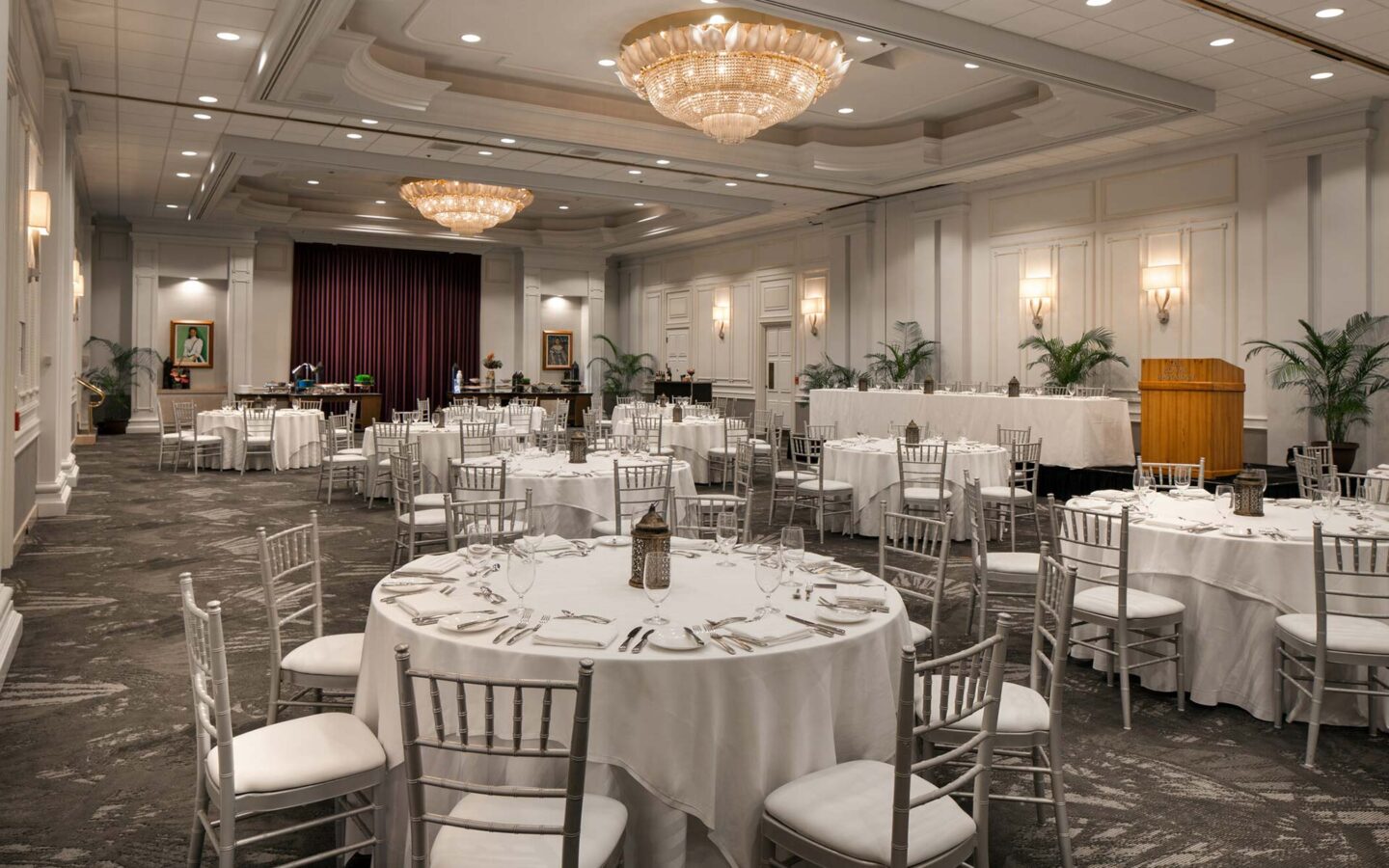 tables and chairs setup