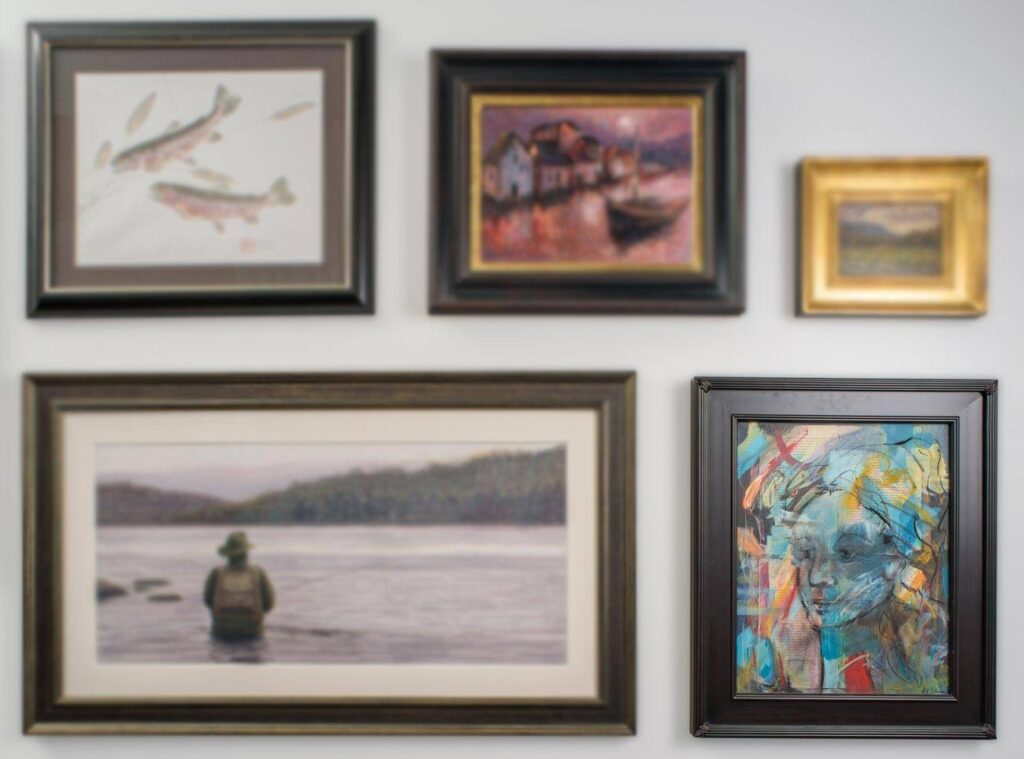 artwork displayed on a white wall