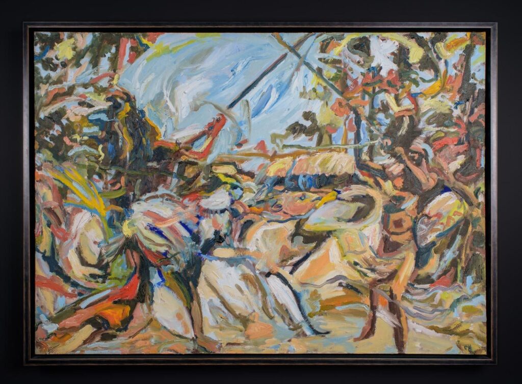 painting in a brown frame