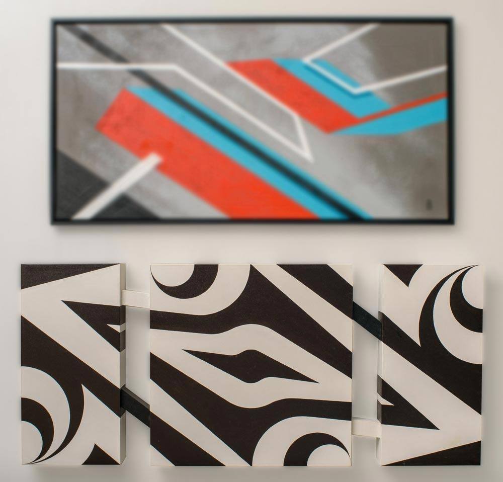 artwork displayed on a white wall
