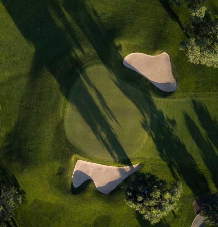 aerial photography of golf course
