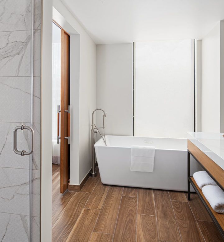 guest bathroom with soaking tub