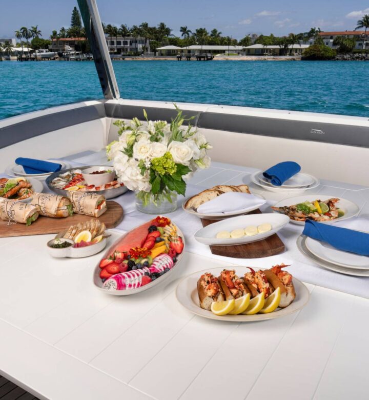 various plates of food on a table