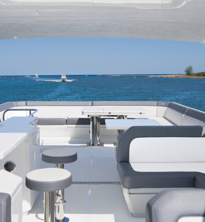 view of the rear deck of a yacht