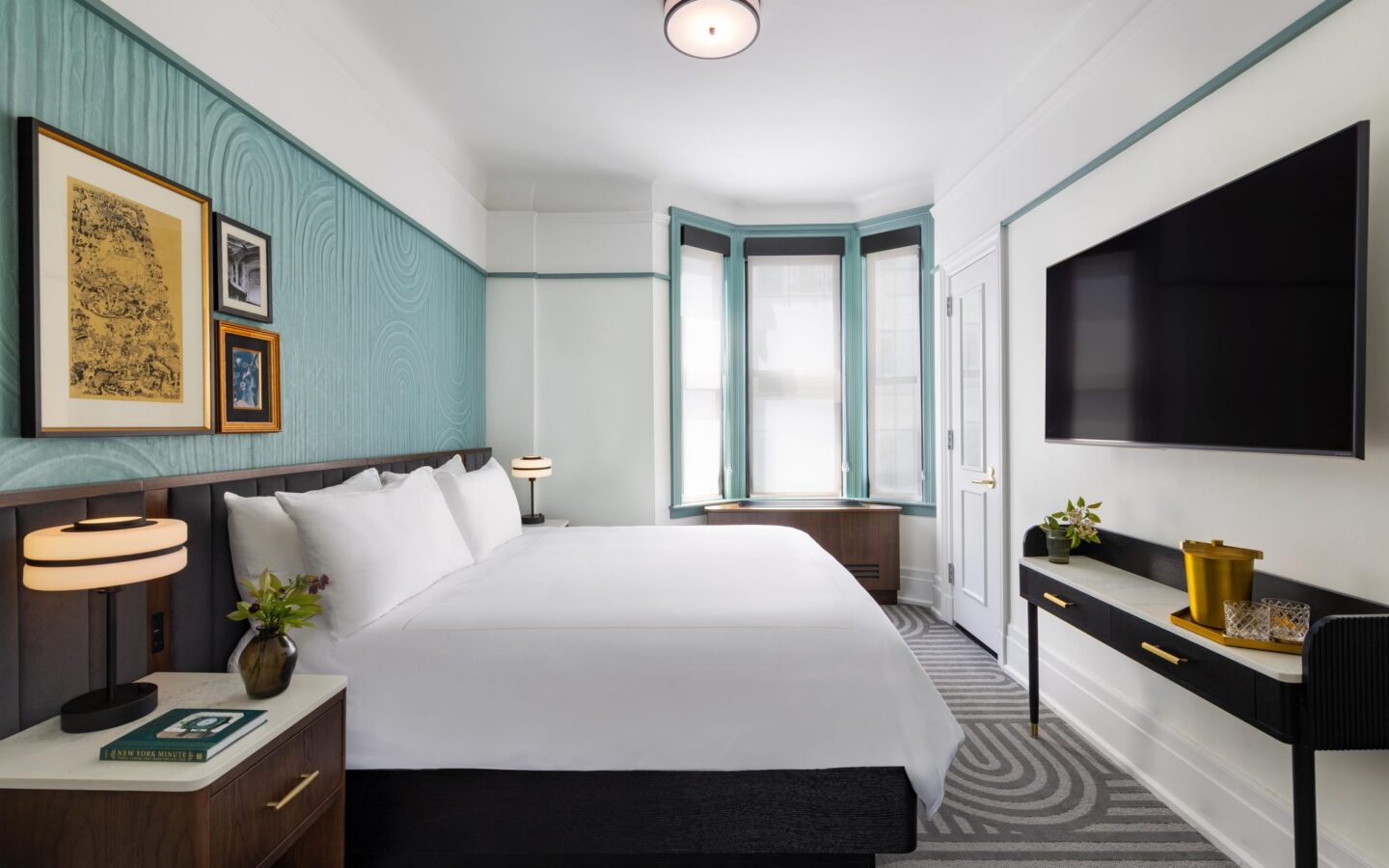 white bed linen on bed