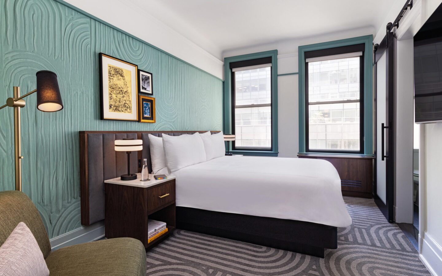 white bed linen on bed