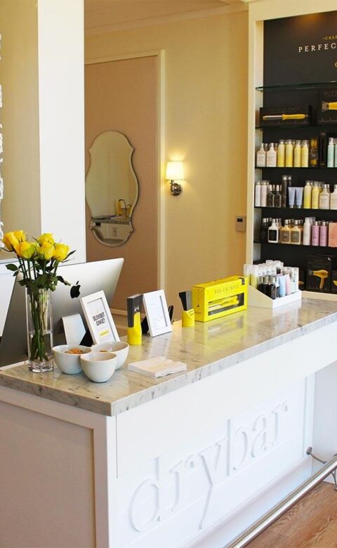 the front desk of Drybar at The Phoenician spa
