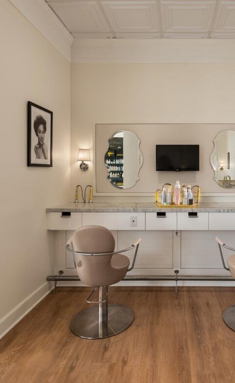 two hairdresser's chairs in Drybar at The Phoenician