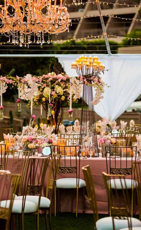 An elegant outdoor structure creates the reception venue on the East Lawn