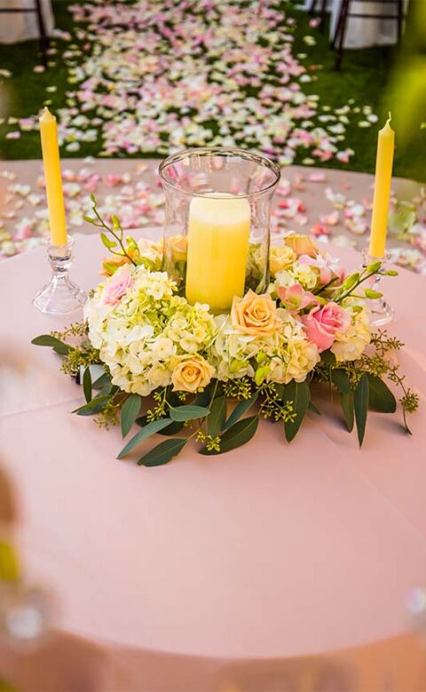 Luminous candles in a beautiful setting
