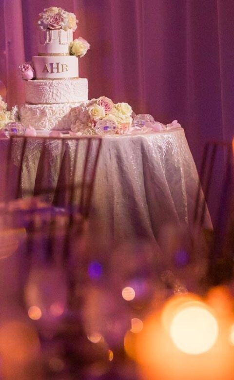 Glamorous four tier wedding cake