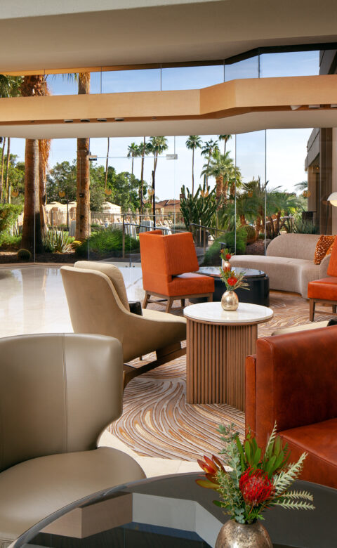 hotel atrium with a view