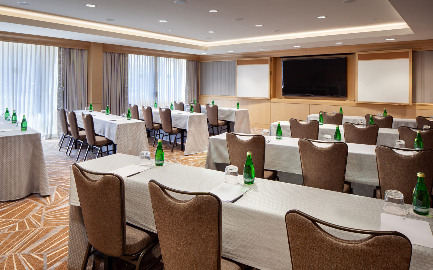 a conference room set up for a meeting