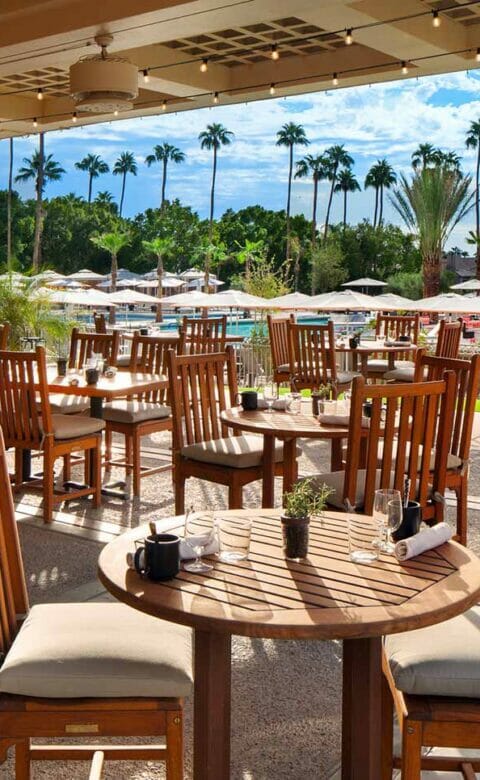 outdoor patio at Mowry and Cotton restaurant and bar