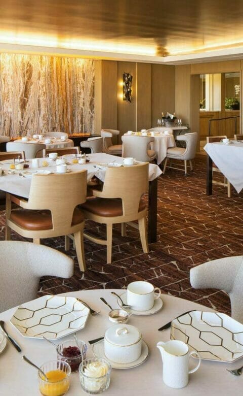 afternoon tea dining area with tables set for service