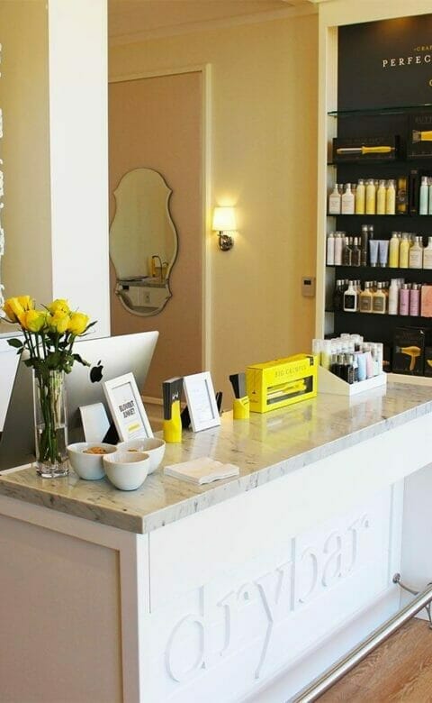 the front desk of Drybar at The Phoenician spa