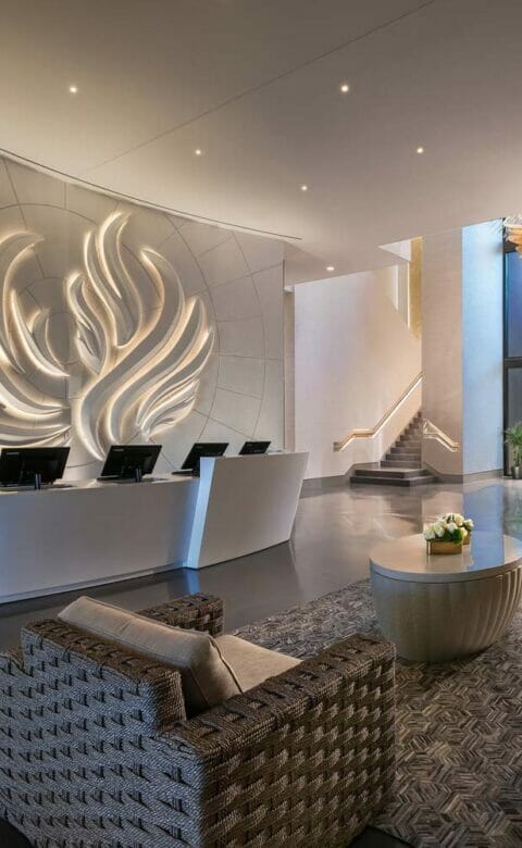 entrance and front desk at The Phoenician Spa